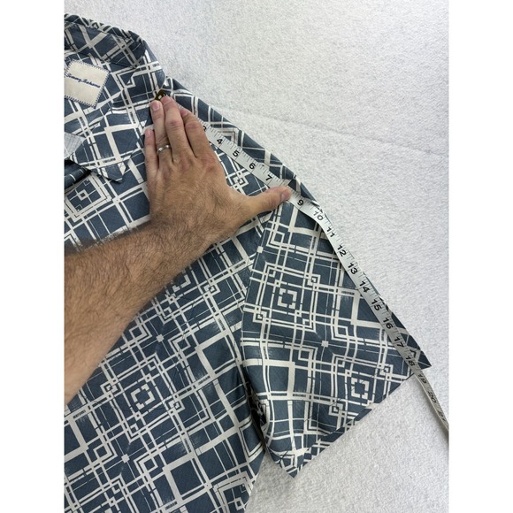 Tommy Bahama Mens Sz XXL Shirt 100% Silk Art Deco Retro Camp Shirt Antique Blue - Picture 14 of 16